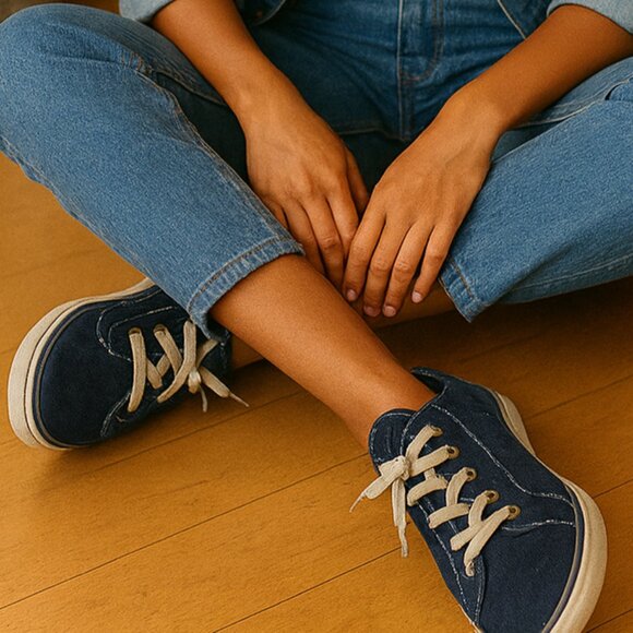 Vintage Rocket Dog Corduroy Sneakers 8.5 Navy — Y2K Lace-Up Retro VTG Streetwear - Picture 1 of 13